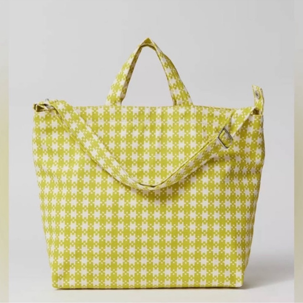 NWT - BAGGU - Horizontal Zip Duck Bag - Chartreuse Pixel Gingham